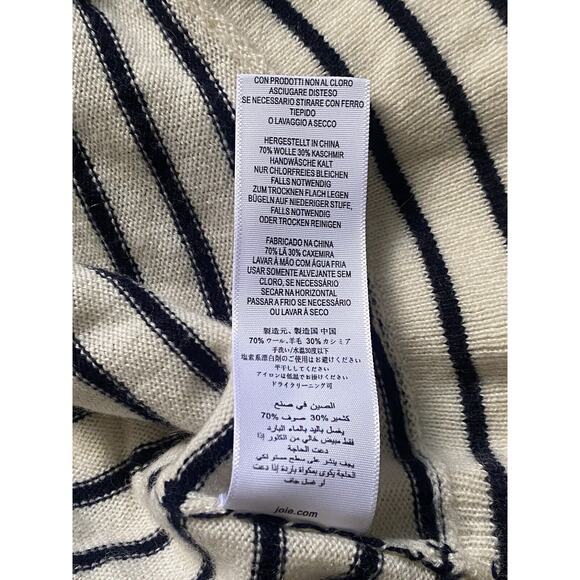 Joie Sweater Striped Jayni Wool Cashmere Top Sz L Short Sleeves Ruffles Crew - Picture 13 of 15